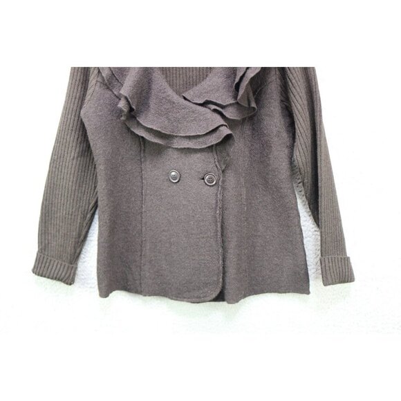 Marina Luna 100% Wool Shell Ruffled Sweater-Size Medium - Picture 5 of 10